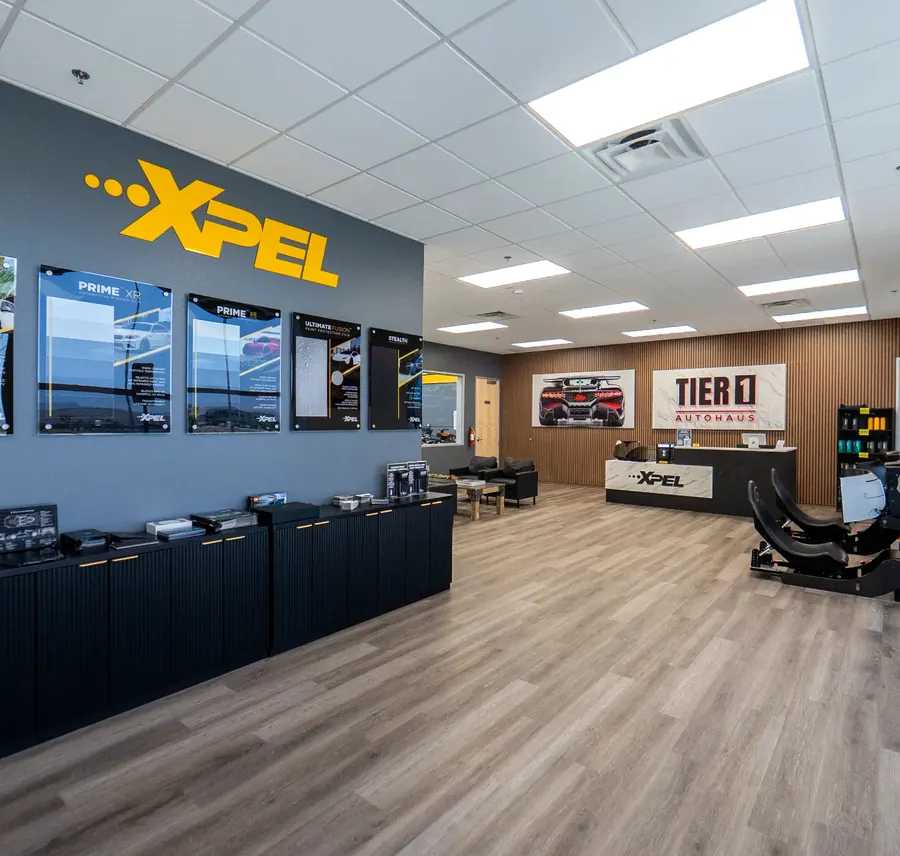 Tier 1 Autohaus XPEL showroom and film displays